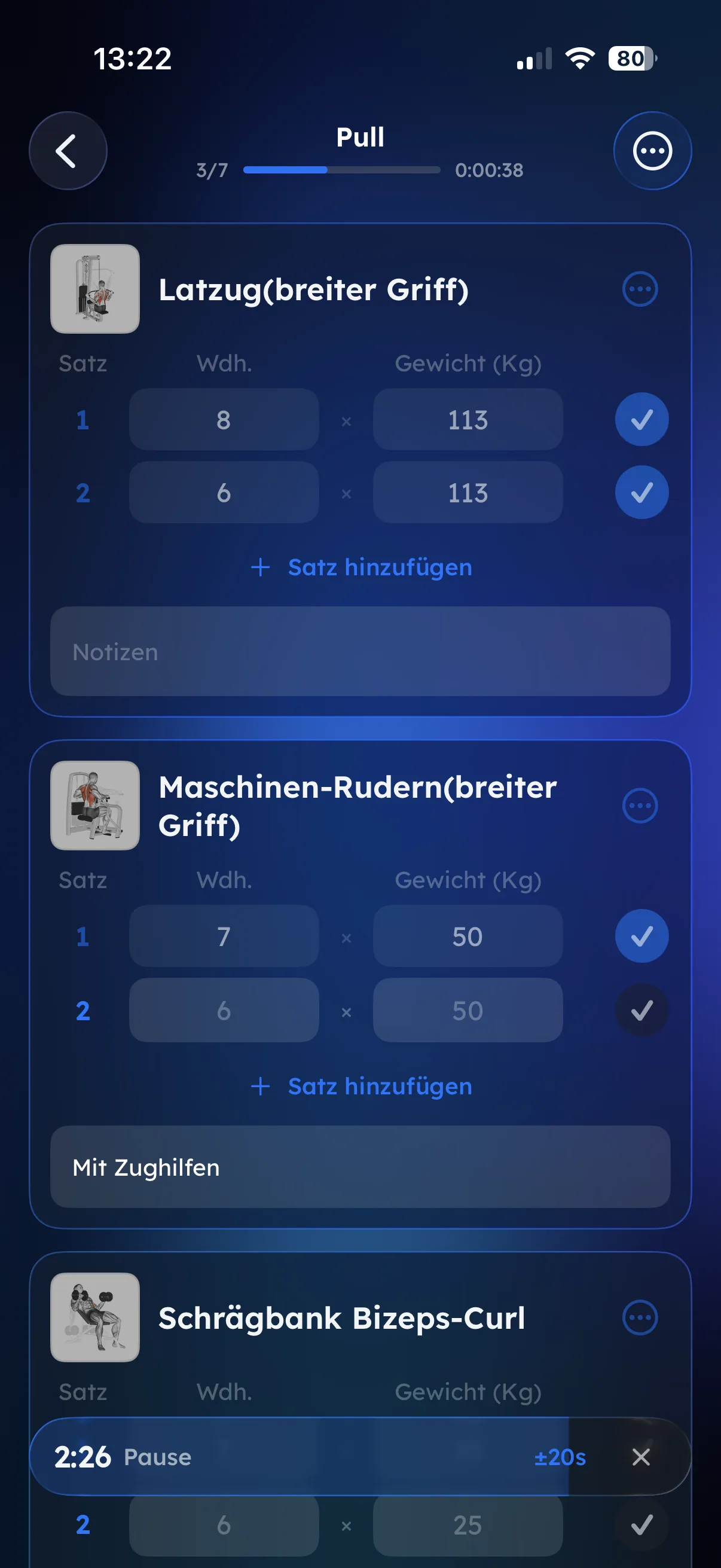 Live-Workout-Tracking in Fitaino